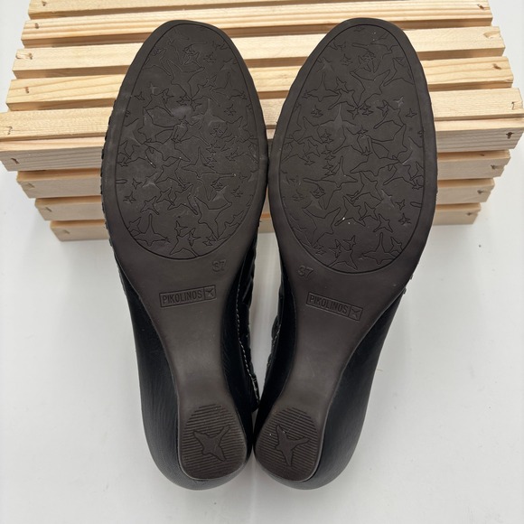 Pikolinos Romana Woven Leather Slingback Heels Black Womens 37 US 7 Comfort - Picture 10 of 11